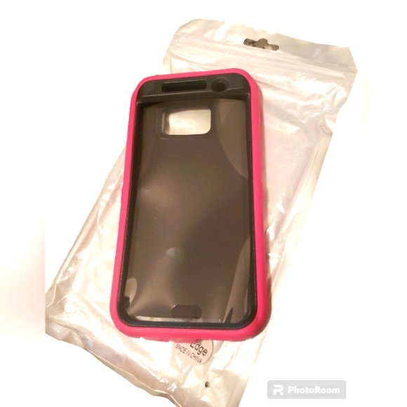 New Pink Layered Protective Case for Samsung S7 Edge Cell Phone - Picture 2 of 4
